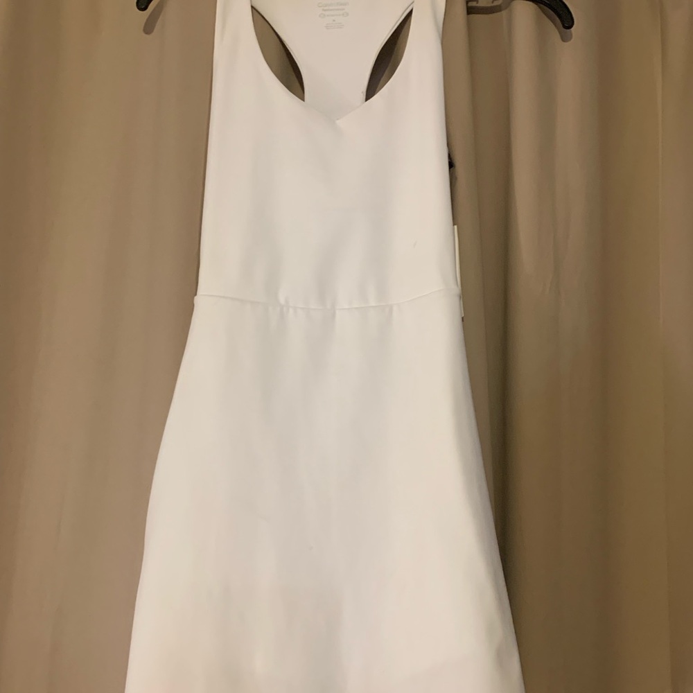 Athletic White Spandex Sleeveless Dress with shorts